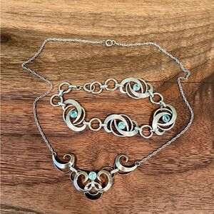 Vintage Matching Sterling Silver Bracelet and Necklace Set ( 8"+16" )Binder Bros